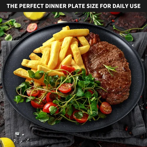 Vista 5 de MISS BIG Platos de paja de trigo de 25 cm, juego de 4 platos de plástico reutilizables, platos de cena para niños y adultos, aptos para lavavajillas