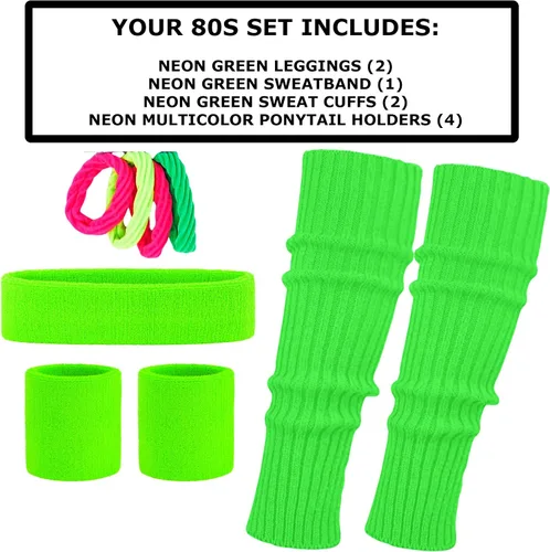Vista 3 de Zilo Novelties Disfraces de entrenamiento de los años 80 para mujer Accesorios de los años 80 para mujer Juego de calentadores de piernas