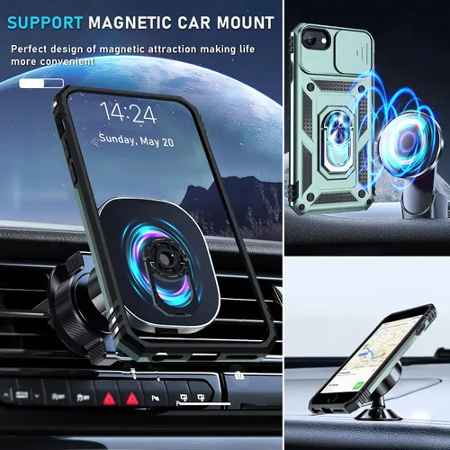Vista 8 de Janmitta Funda para iPhone 8 Plus/7 Plus/6 Plus, Cubierta de Teléfono con Cubierta Deslizante Integrada para Lente de Cámara + Protector
