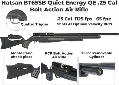 Vista 3 de Hatsan Rifle de aire BT65SB QE PCP, calibre .25