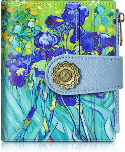 Vista 12 de Chelmon Cartera pequeña gótica para mujer, con bloqueo RFID, de piel sintética, plegable, para tarjetas de crédito, con ventana de identificación