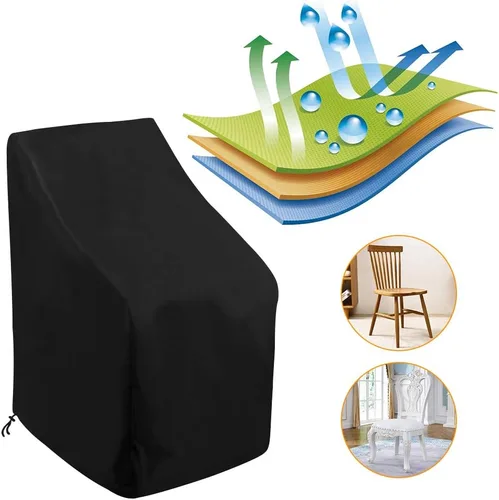 Vista 2 de Funda para Silla Apilable de Exterior Impermeable, Uranshin Fundas para Muebles de Patio Exterior Sillas Apiladas 210D, Fundas para Sillas