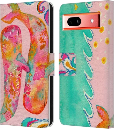 Vista 17 de Head Case Designs Officially Licensed Wyanne Blue Watercolour Bear Animals 2 Leather Wallet Case Compatible with Google Pixel 7a