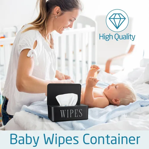 Vista 6 de Paquete de 4 dispensadores de toallitas para bebé, soporte recargable con tapa, contenedor de toallitas higiénicas para baño, caja de almacenamiento