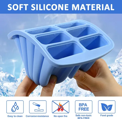 Vista 3 de Moldes de paletas de silicona, 10 cavidades, moldes de silicona para paletas de fácil liberación, sin BPA, moldes para paletas de hielo, moldes