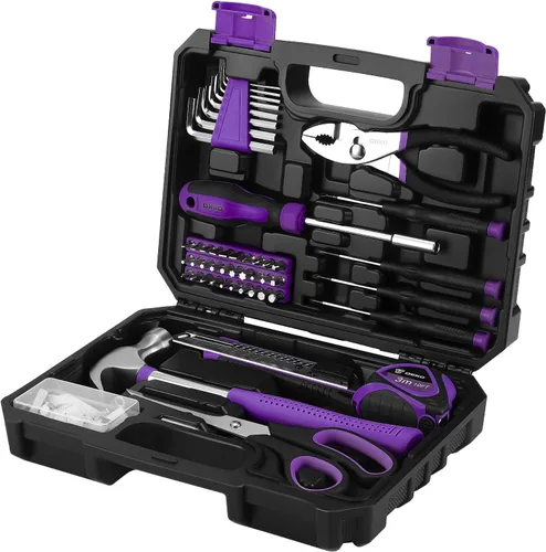 Vista 9 de DEKOPRO Kit de herramientas manuales generales para el hogar de 50 piezas con caja de herramientas de plástico, kit de herramientas multiusos