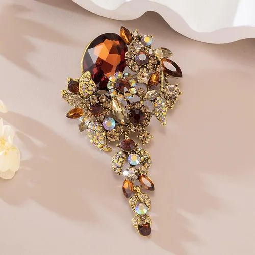 Vista 3 de SELOVO Broche grande de flores largas para mujer, broche de fiesta de boda