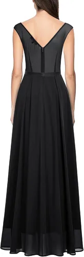Vista 2 de Miusol Vestido largo formal de fiesta de noche con cuello en V profundo para mujer