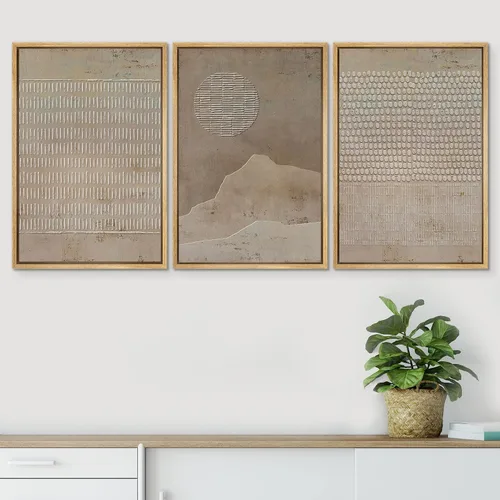Vista 36 de SIGNWIN Lienzo enmarcado para pared, juego de arte neutro de bosque brumoso, ilustraciones en tono tierra, arte moderno, decorativo, bohemio