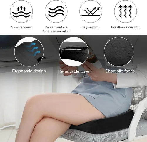 Vista 4 de Cojín para Asiento de Coche, Cojín de Espuma Viscoelástica para Alivio del Dolor de Coxis y Ciática, Cojín de Asiento Ergonómico Cómodo para Silla