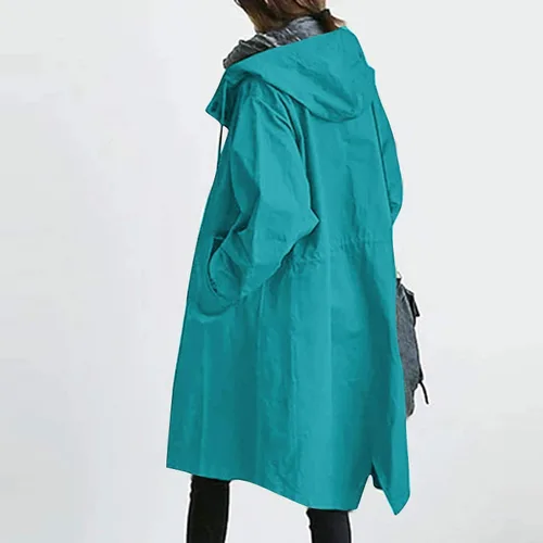 Vista 2 de SHAOBGE Chaqueta impermeable ligera para mujer, rompevientos para exteriores, con capucha, con bolsillo