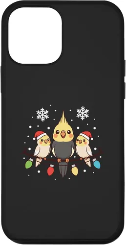 Vista 16 de Bird Cockatiel Holiday Trio Perched Cartoon Cheer Case for iPhone 16