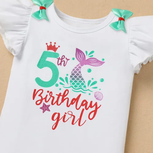 Vista 3 de Baby Girl Mermaid 1st Birthday Outfit Romper + Tutu Skirt + Mermaid Tail + Headband Shiny ONE Cake Smash Photo Shoot