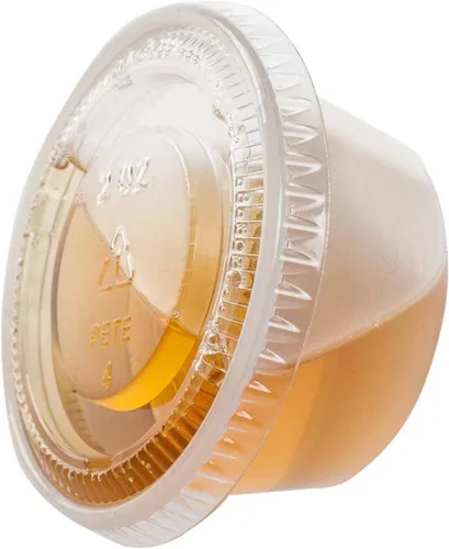Vista 11 de TashiBox 200 juegos de vasos de gelatina de 1 onza con tapas, vasos de plástico para porciones de soufflé con tapas, transparentes