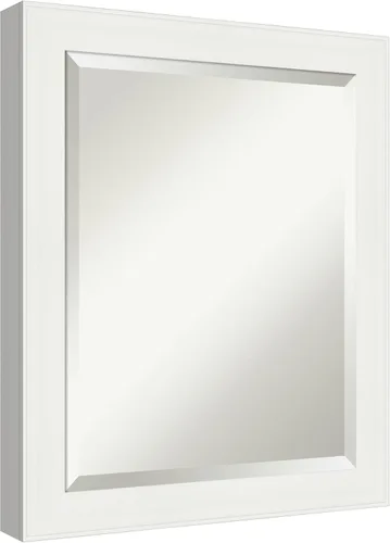 Vista 5 de Amanti Art Espejo de tocador de baño de 24 x 20 pulgadas, marco estrecho blanco tocador, espejo de pared rectangular, borde biselado, se cuelga