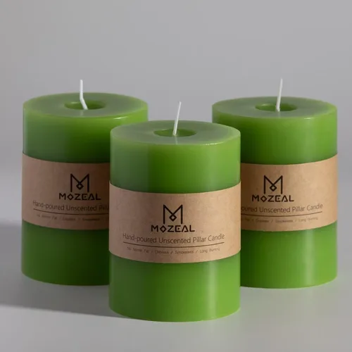 Vista 75 de MOZEAL Juego de 3 velas sin perfume vertidas a mano de 3 x 6 pulgadas, velas tipo pilar sin goteo, combustión de larga duración, aproximadamente 120