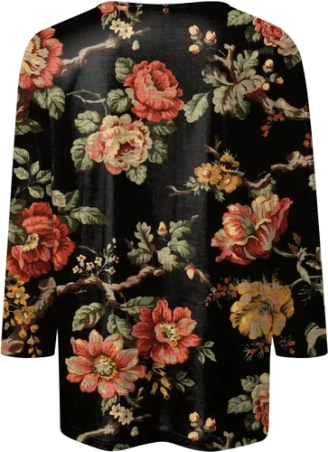 Vista 2 de Camisas para mujer, estilo casual, cuello redondo, manga tres cuartos, impresa, para mujer