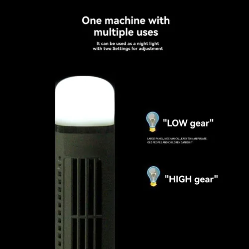 Vista 2 de Ventilador de torre LED de 2 engranajes compacto y portátil para Blanco
