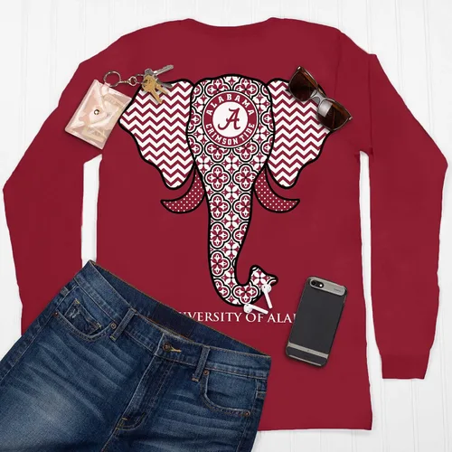 Vista 3 de Southern Couture Alabama Crimson Tide Elephant - Camiseta de manga larga para mujer