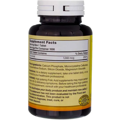 Vista 5 de Nature's Blend Ácido fólico 1000 mcg - 1000 comprimidos Paquete de 3