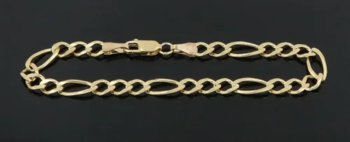 Vista 2 de Bracelet Figaro hueco de oro amarillo de 10 quilates para mujer, 0.079 in, 7" a 10