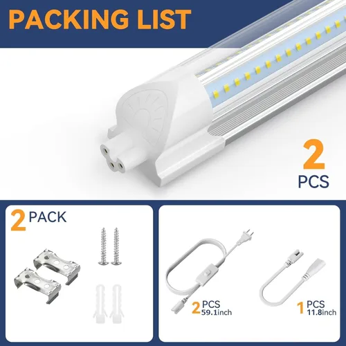 Vista 6 de CNSUNWAY Luz LED de Taller de 1.5 Pies, Iluminación Bajo Gabinete de 20W de Alta Eficiencia (6000K Blanco Frío), Accesorios de Tubo T8 en Forma de V