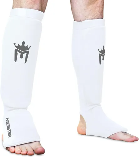Vista 7 de Meister Espinilleras y empeine de tela elástica MMA (par) Comfort-fit protection with flexible impact padding for MMA, Muay Thai and kickboxing.