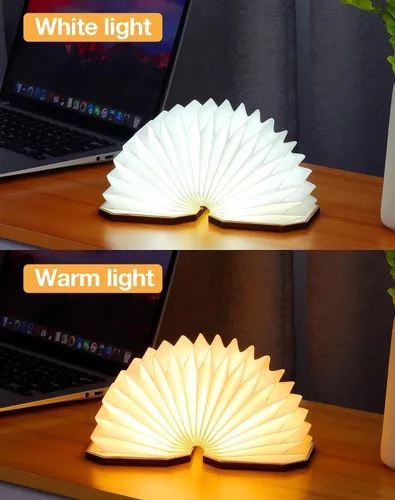 Vista 4 de Originality - Lámpara de acordeón plegable, lámpara de escritorio de madera portátil, regalos japoneses, linterna de papel LED creativa con USB