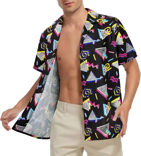 Vista 68 de Camisa hawaiana para hombre, con estampado floral, cómoda, con botones, casual, manga corta, ropa de playa para hombre