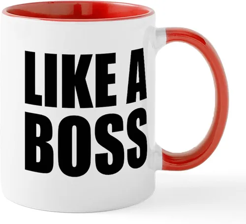 Vista 44 de CafePress – como un Boss Taza – El único Taza de café, taza de café, S, Blanco