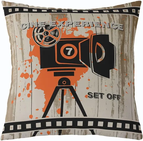 Vista 12 de Homewish Theater Cinema Poster Throw Pillow Covers (Pack of 1),Retro Movie Cushion Cover for Kids Boys Teens Popcorn Pillow Cases Movie Night Living