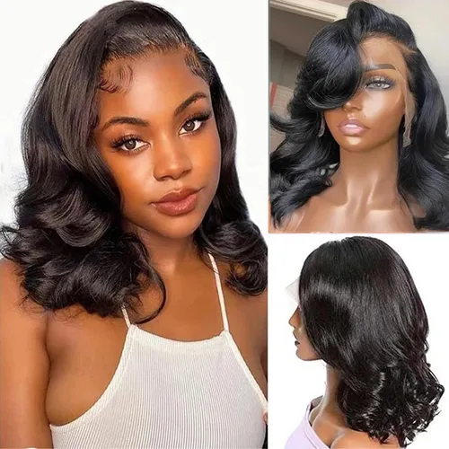 Vista 15 de Peluca de cabello humano con encaje frontal de 13 x 4, pelucas de cabello humano de densidad 200, pelucas de cabello humano prearrancadas HD
