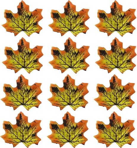 Vista 9 de 500 hojas de arce artificiales de otoño, hojas de arce artificiales a granel para manualidades, bodas, festivales, decoraciones de fiesta de Acción