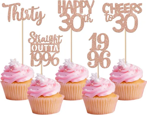 Vista 23 de 30 piezas negras para cupcakes de 10.º cumpleaños con purpurina Ten Happy 10 Straight Outta 2016 para saludos a 10 años 10 cumpleaños, boda Negro