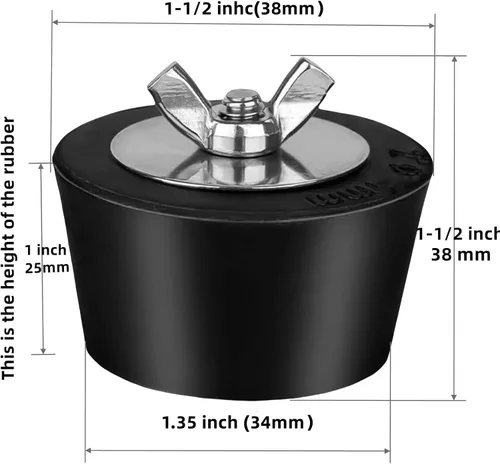 Vista 2 de 2 tapones de invierno para piscina de 1-1/2 pulgadas, expansión de invierno de PVC/tubos de acero con tornillo SS, pernos de acero inoxidable, goma
