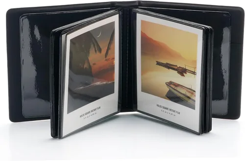 Vista 5 de Álbum de fotos de 33 bolsillos para cámara instantánea Polaroid, apto para fotos de 3.5 x 4.25 pulgadas, material de PVC y resistente al agua Negro