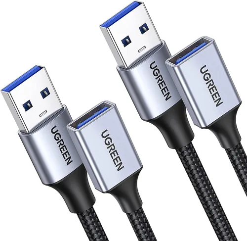 Vista 11 de UGREEN Paquete de 2 cables de extensión USB (1.5 pies + 1.5 pies), cable extensor USB 3.0 de nailon trenzado, compatible con cámara web, cámara