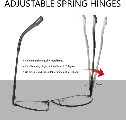 Vista 4 de BRMHDY Gafas de aviador clásicas para mujeres y hombres, marco de metal retro, lentes transparentes sin receta, 2.283 in
