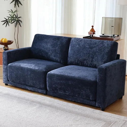 Vista 30 de Sofá modular de 79 pulgadas para sala de estar pequeña, sofá moderno en forma de L con otomana, juego de sofá de felpilla de 3 piezas para muebles