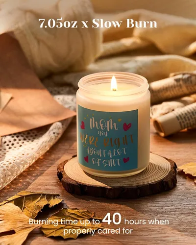 Vista 2 de M&SENSE Vela Aromática Mom You were Right, Regalos del Día de la Madre, Regalo del Día de Acción de Gracias para Madre de Hija e Hijo, Regalos