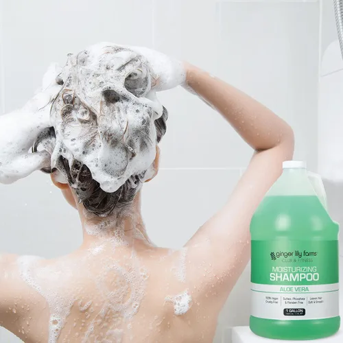 Vista 7 de Ginger Lily Farms Club & Fitness Champú hidratante para todo tipo de cabello, 100% vegano y libre de crueldad, aroma a aloe vera, repuesto de 1