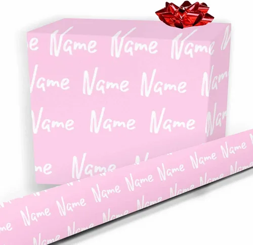 Vista 18 de Nombre personalizado en papel de regalo, rollo de papel de regalo personalizado con texto, regalo personalizado, unisex, adultos, hombres, mujeres