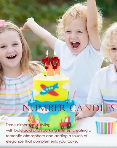 Vista 2 de Velas Número 1, Velas de Primer Cumpleaños, Vela Roja de Feliz Cumpleaños para Pastel, Decoraciones de Cobertura de Pastel de Diseño 3D para Niñas