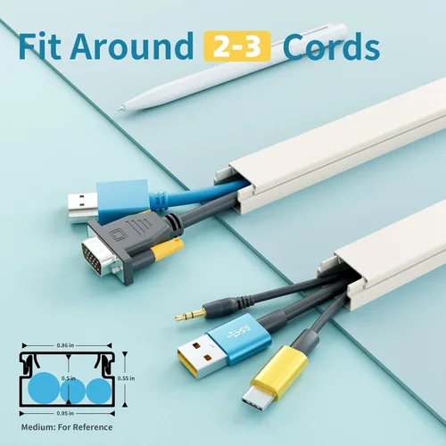 Vista 2 de Delamu Kit de cubierta de cable autoadhesivo de 100 pulgadas para TV montado en la pared, ocultador de cables pintable, sistema de gestión de cables