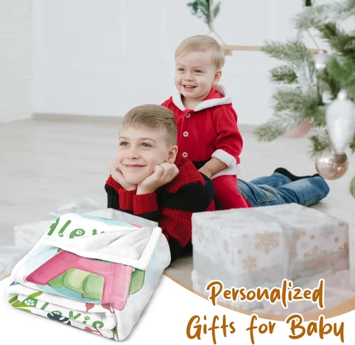 Vista 6 de Manta de bebé personalizada con nombre, manta de nombre personalizado para niños, mantas de franela suave en Pascua, regalos personalizados de bebé