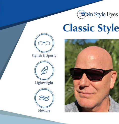 Vista 5 de In Style Eyes First Class - Gafas de sol deportivas con lector bifocal, montura completa, montura rectangular, no polarizadas, color negro, 3.0x