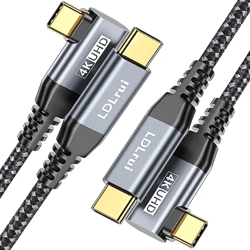 Vista 18 de LDLrui Cable de monitor USB C, pantalla 4K 60HZ, ángulo recto de 1 pie, transferencia de datos de 20 Gbps, carga de 100 W, cable de video USB 3.2