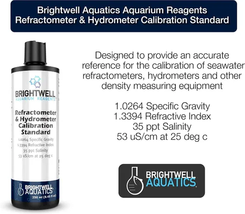 Vista 2 de Brightwell Aquatics Estándar de calibración de refractómetro e hidrómetro, referencia precisa para la calibración de refractómetros de agua de mar