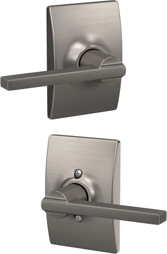 Vista 34 de Schlage F51A LAT 716 Latitude - Manija de puerta con bloqueo de entrada con llave, en acabado de bronce envejecido
