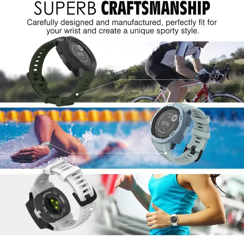 Vista 5 de MoKo Correa Compatible con Garmin Instinct/Instinct Solar/Tactical/Instinct 2 GPS Smartwatch, 22mm Correa de Reloj de Repuesto Deportiva de Silicona